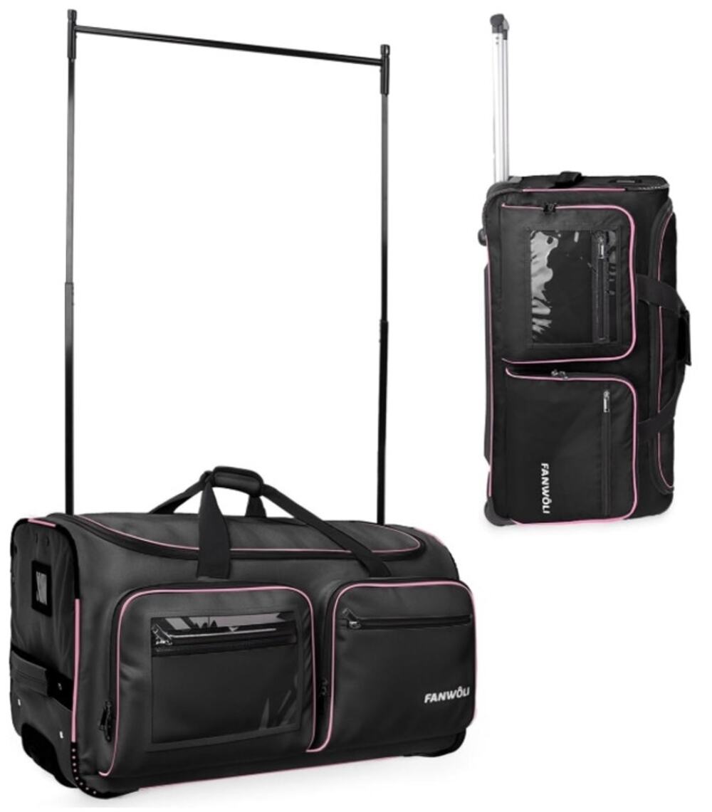 23" Rolling Dance Competition Bag w/ Garment Rack Lightweight Duffle
